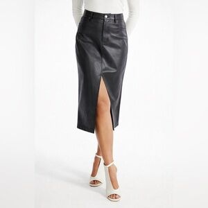 ShoeDazzle Black Faux Leather Skirt